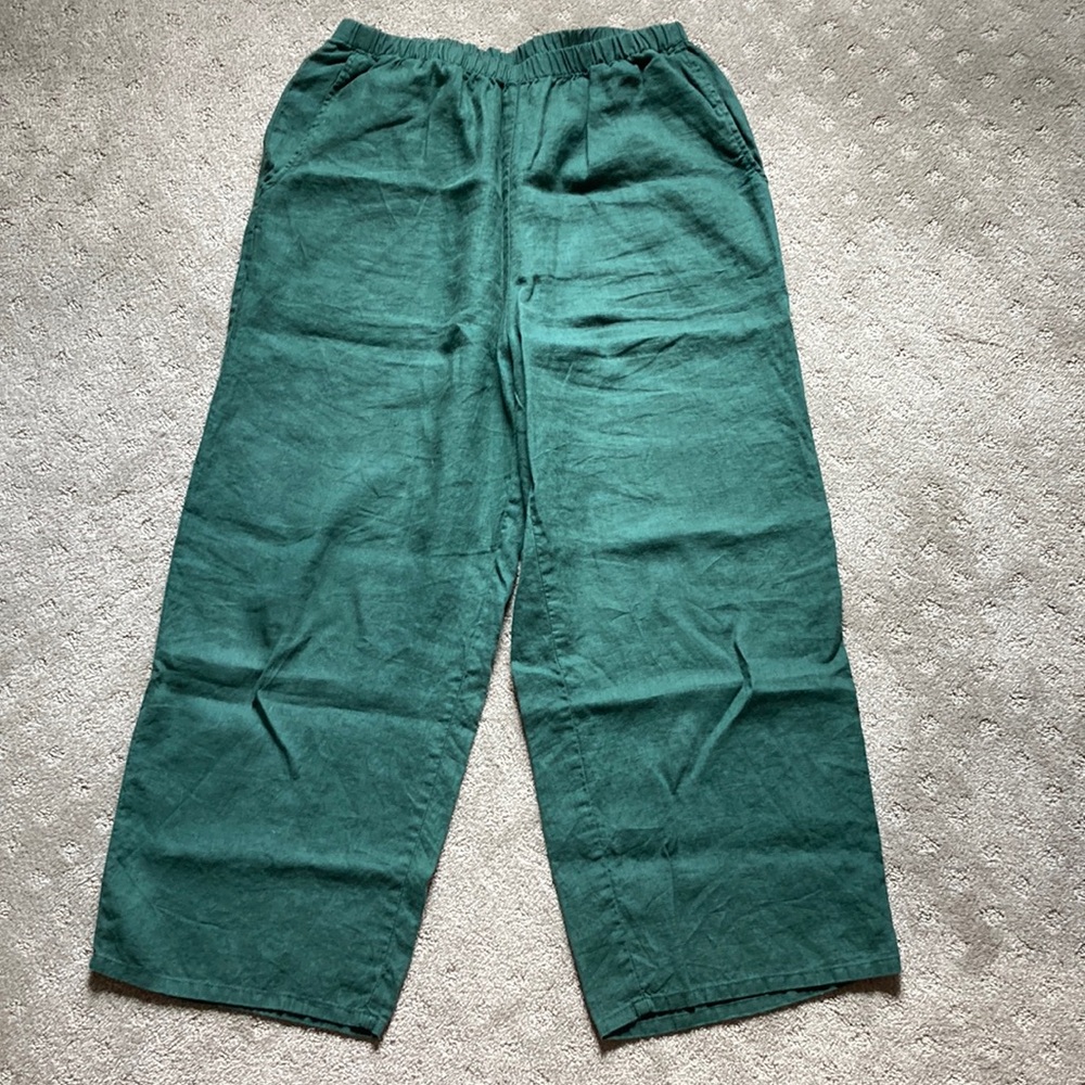 Flax hunter green linen pants